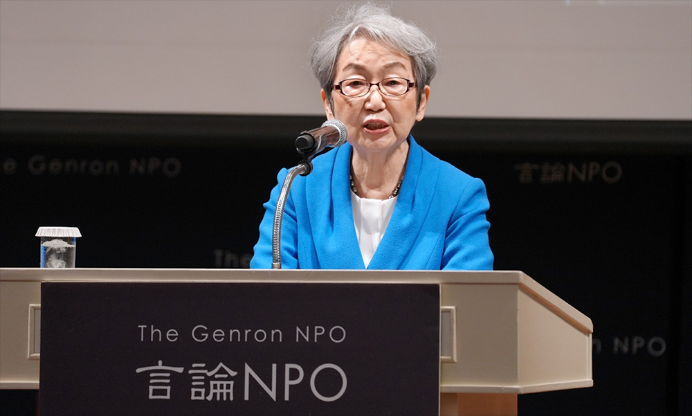 開会の挨拶 / 川口順子（「東京会議」評議員、元外務大臣）
世界が困難な局面にある今、正しい情報をベースに 問題解決のための方策を考え、発信していかなければならない。
それが私たちの責任であり義務